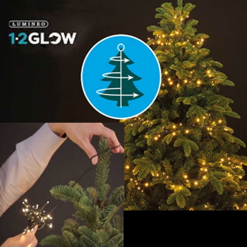 Komplet novogodišnja jelka Bor 180cm + novogodišnje stepenaste LED lampice 6 nivoa 171 LED 180cm toplo bele Lumineo Basic -2